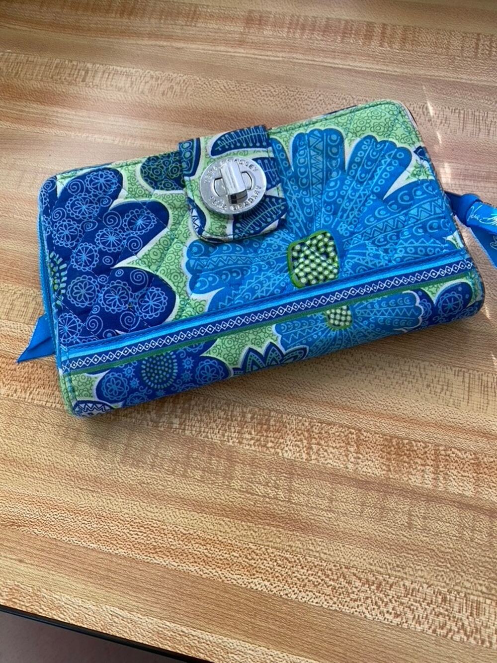Vera Bradley Women's Blue Floral Print Large Wallet